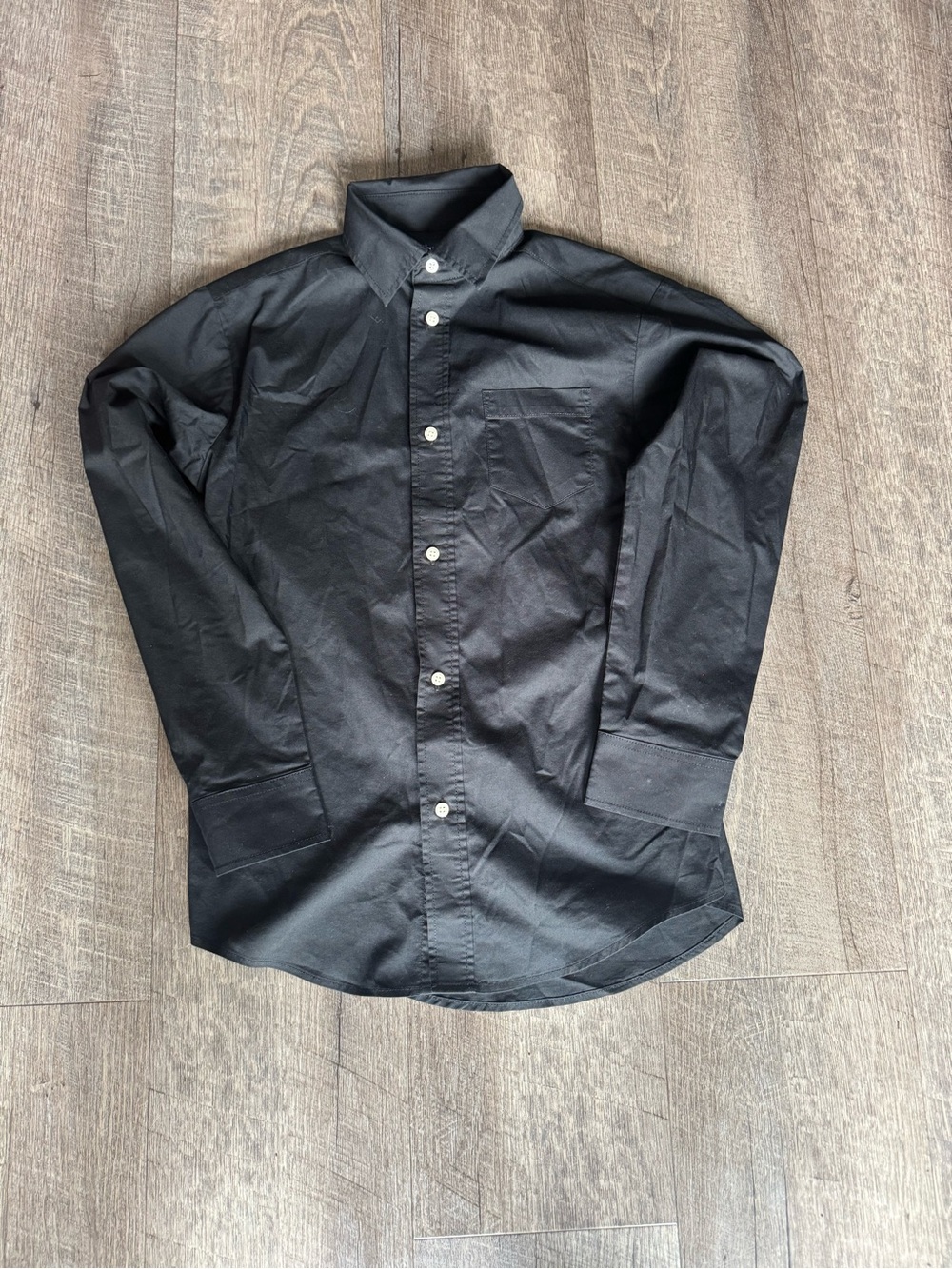 Classic Black Button-Down Shirt Boys Champs Medium 10/12